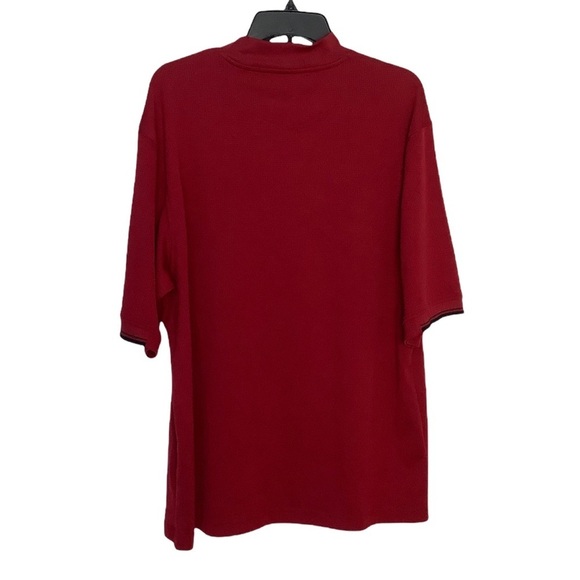 Men's WEDGE L Large Golf Shirt Mockneck Red Burgundy Short Sleeve Top Dri Fit - Picture 3 of 7